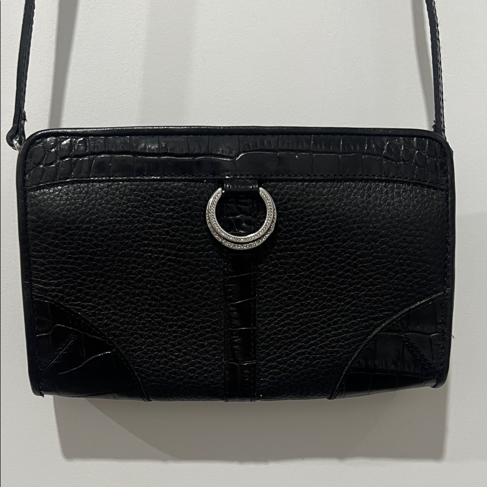 Brighton Black Leather Wristlet with Strap